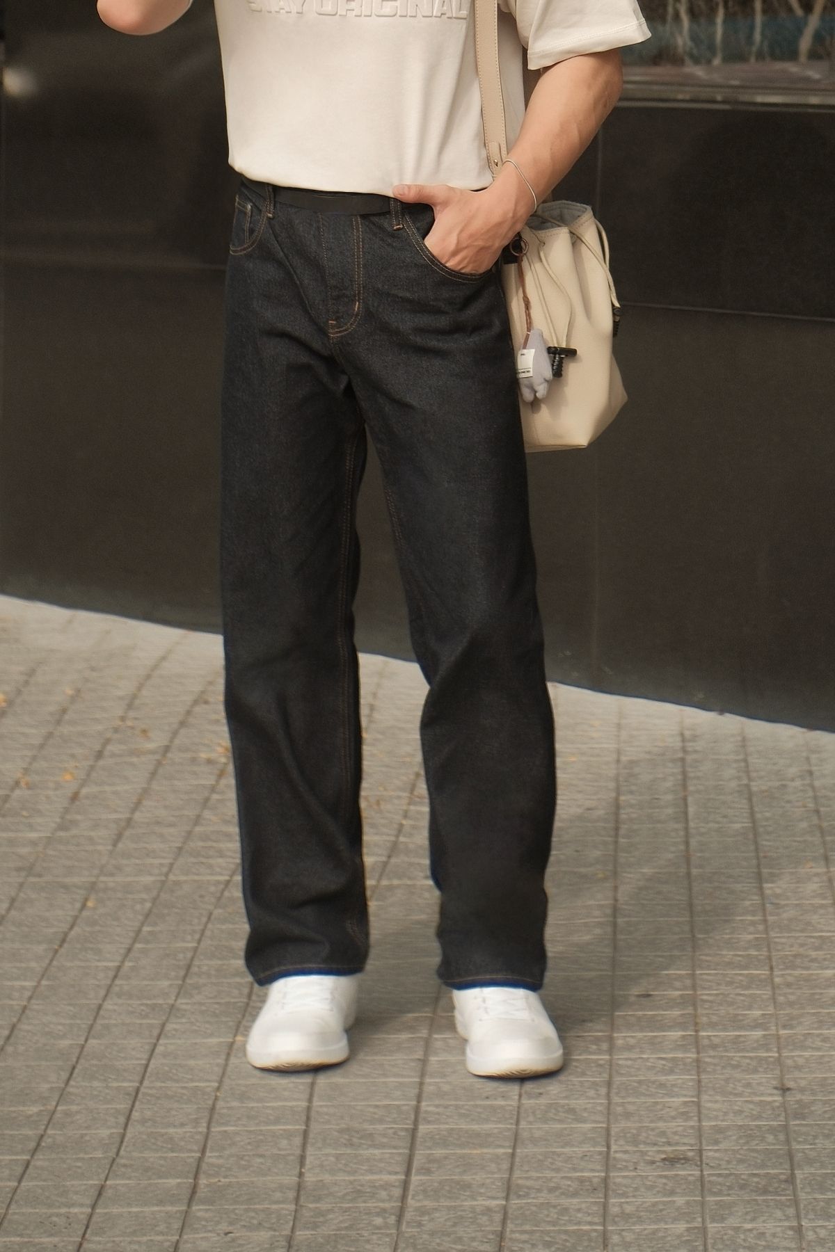 Quần Jeans Straight Xanh Đen - ảnh 3